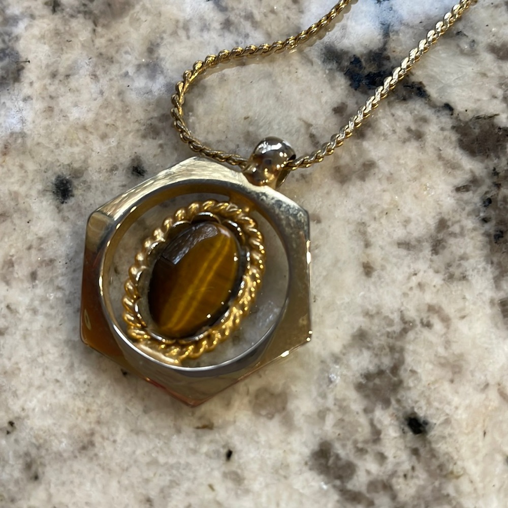 Vintage Good Toned Tiger Eye Necklace